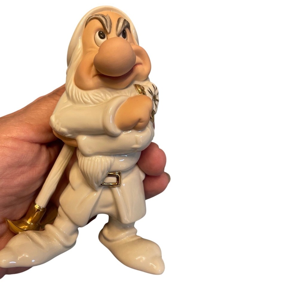 Disney‎ Showcase Grumpy Dwarf Figurine Lenox Porcelain Gold Accent Mining Tool